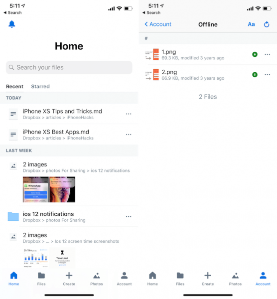 iphone XS App Dropbox