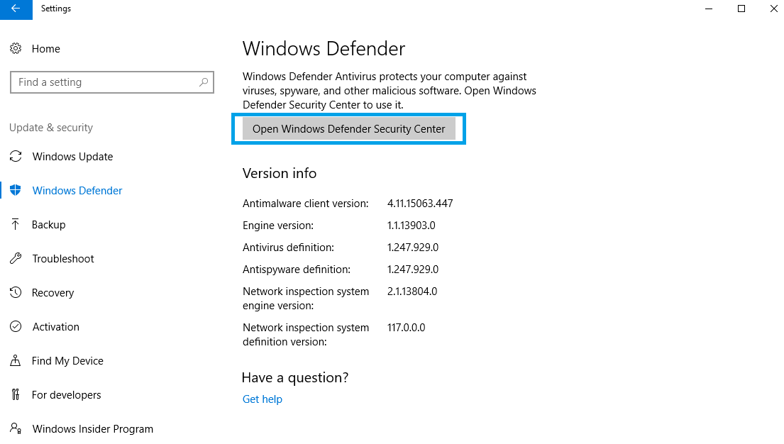 Windows Defender offline in Windows 10 Creators Update