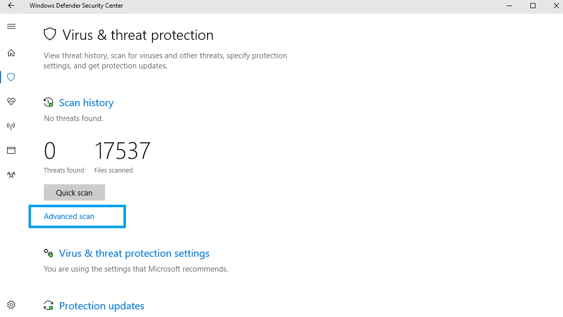 Windows Defender offline in Windows 10 Creators Update